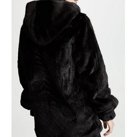 Helmut Lang Oversized Black Faux Mink Bomber Zipper Front Elastic Cuffs Size XS - Picture 4 of 14